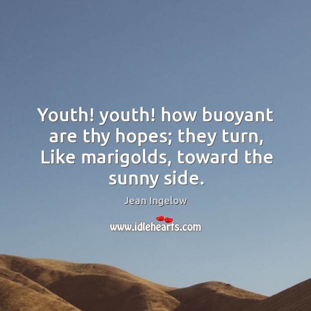 Youth! youth! how buoyant are thy hopes; they turn, like marigolds, toward the sunny side. Image