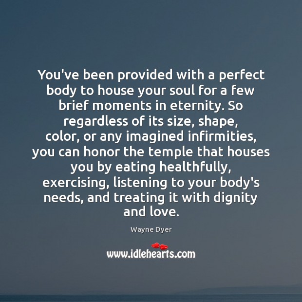 You’ve been provided with a perfect body to house your soul for Wayne Dyer Picture Quote