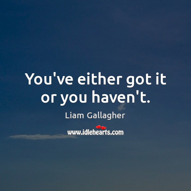 You’ve either got it or you haven’t. Liam Gallagher Picture Quote