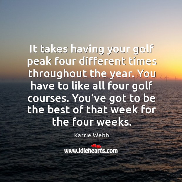 You’ve got to be the best of that week for the four weeks. Karrie Webb Picture Quote