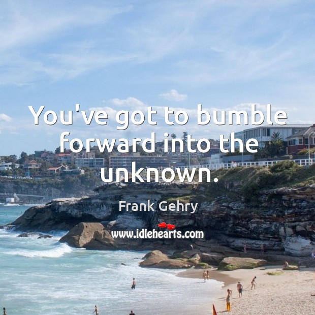 You’ve got to bumble forward into the unknown. Image