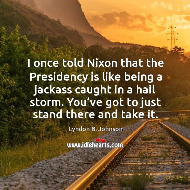 You’ve got to just stand there and take it. Lyndon B. Johnson Picture Quote