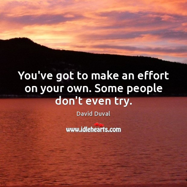 You’ve got to make an effort on your own. Some people don’t even try. David Duval Picture Quote