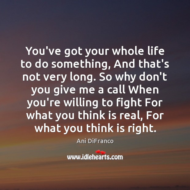 You’ve got your whole life to do something, And that’s not very Ani DiFranco Picture Quote