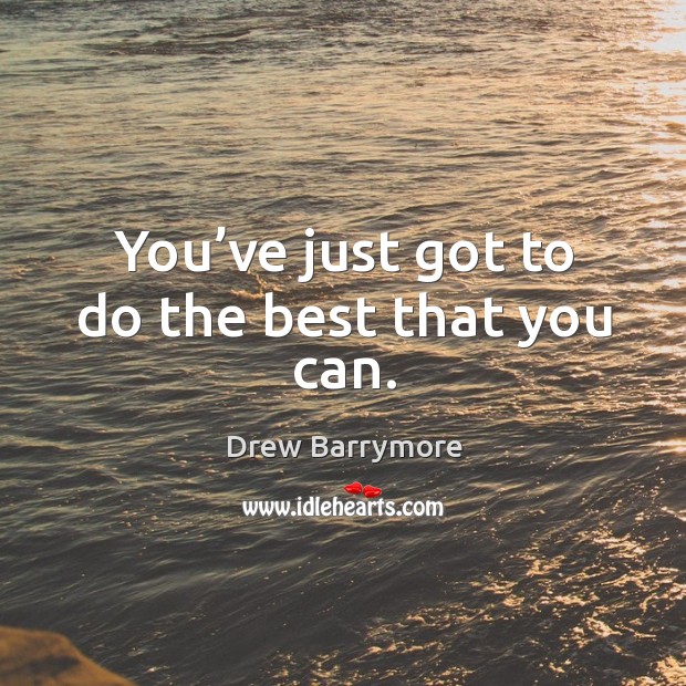 You’ve just got to do the best that you can. Drew Barrymore Picture Quote