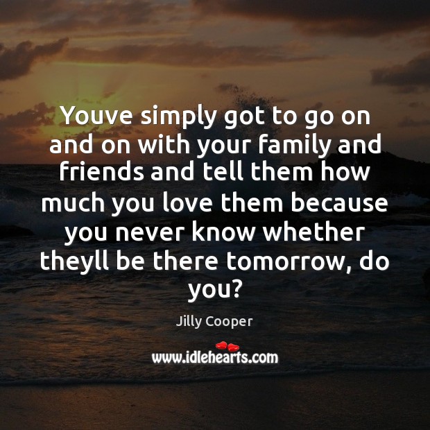 Youve simply got to go on and on with your family and Jilly Cooper Picture Quote