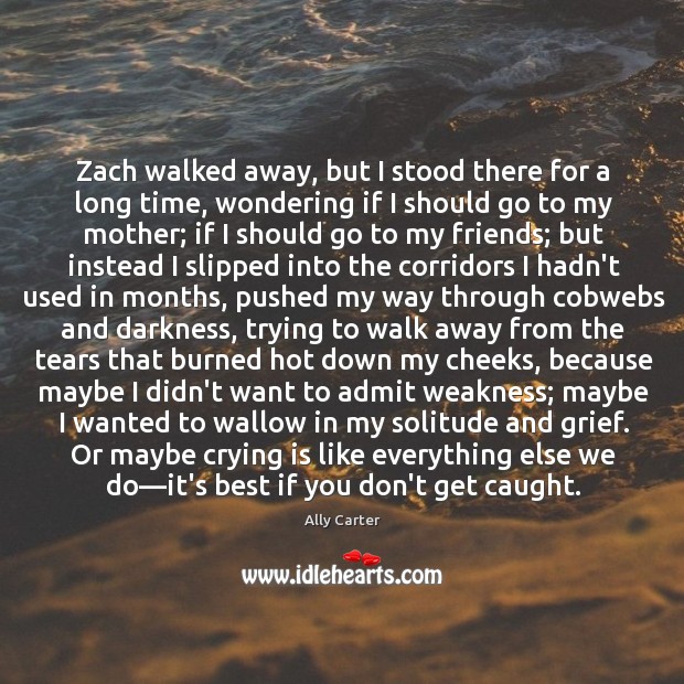 Zach walked away, but I stood there for a long time, wondering Ally Carter Picture Quote