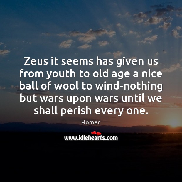 Zeus it seems has given us from youth to old age a Homer Picture Quote